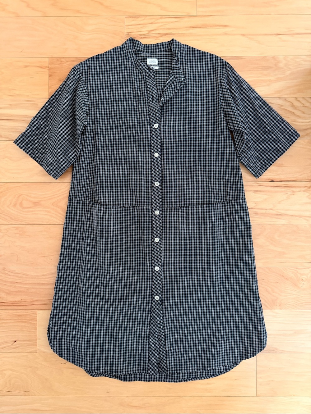 Toast Gingham Linen Button-Up Shirt Dress in Black & White